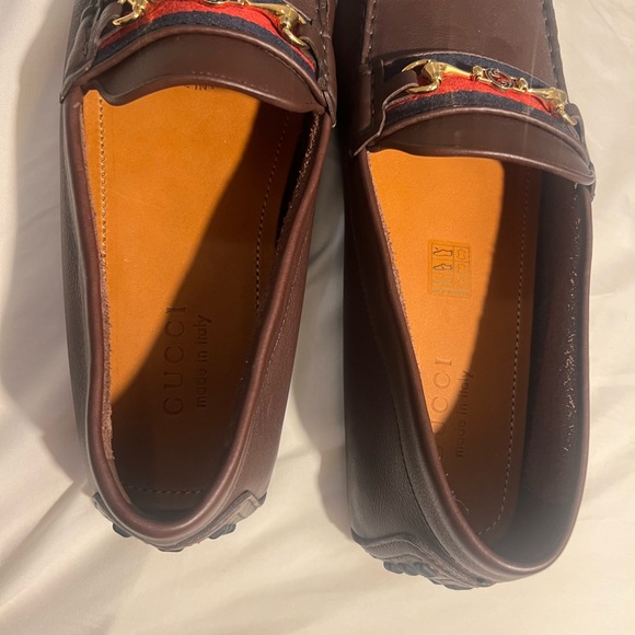 Men’s Gucci, leather horsebit GG driver loafers size 10 1/2 US made in Italy - Picture 3 of 7